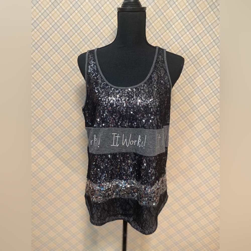 It Works Grey Sequin Tank Top